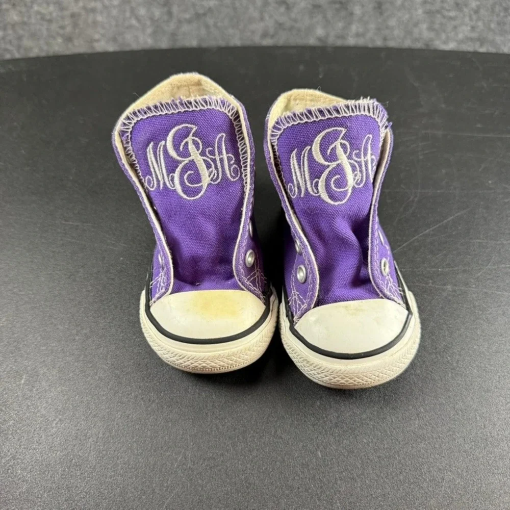 Converse All Star Purple Embroidered Monogrammed Toddler Shoes Size 4‎